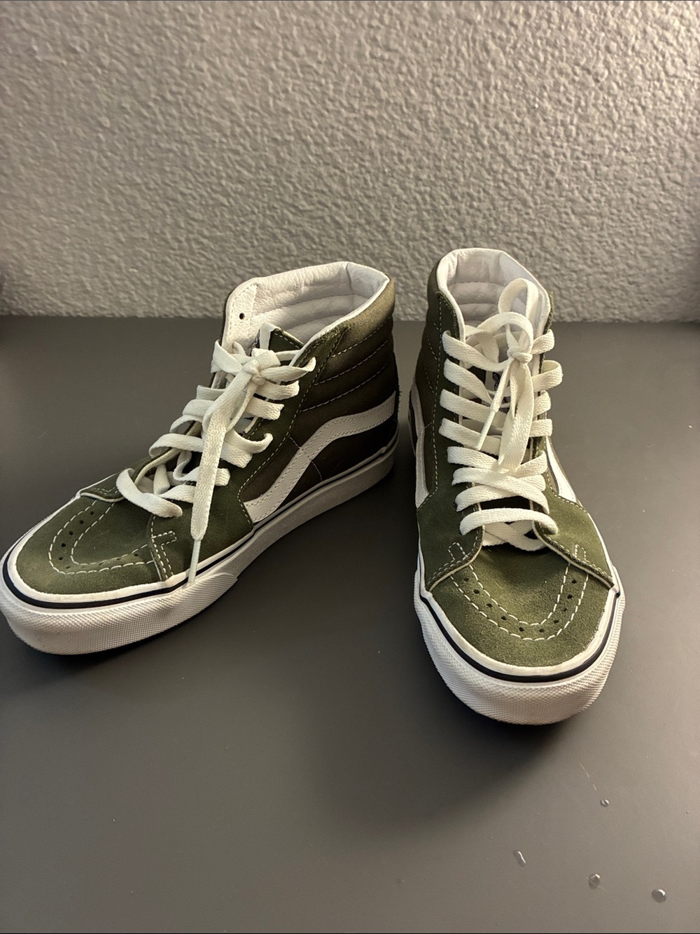 Vans SK8 Olive Green and White High-Top Skate Sneakers